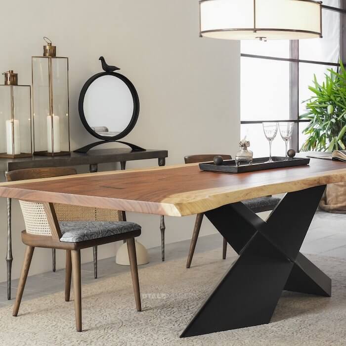 Dining Table made of Imported Hardwood (without chairs) (Customisable Size), X-atura Live Edge