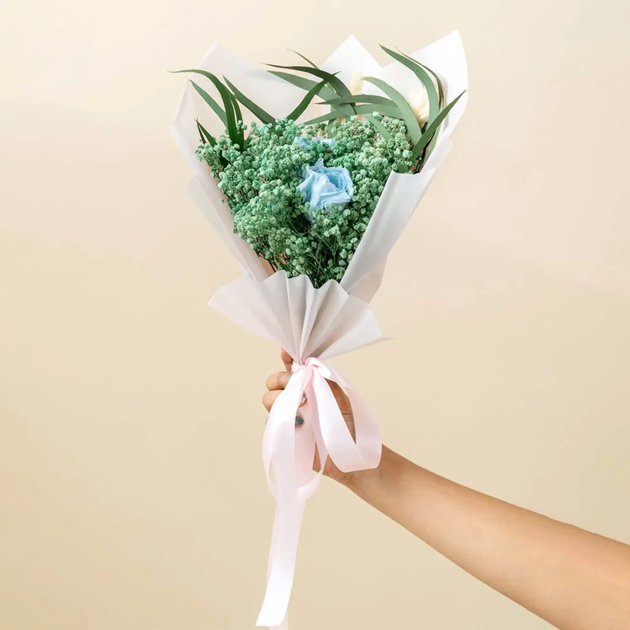 Dried Flower Bouquet in Mint Green