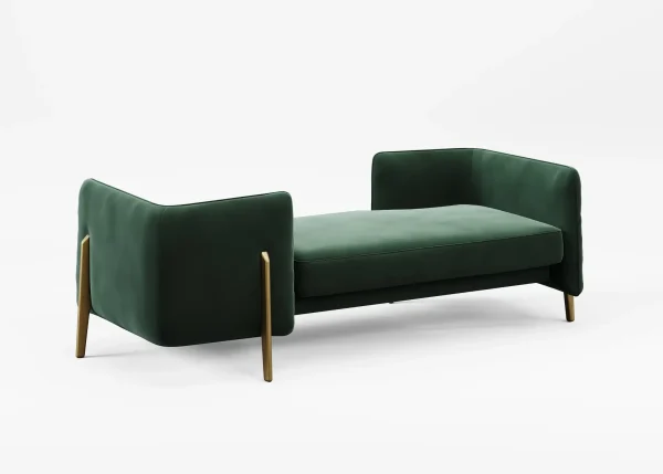 Eco-Leather Chaise Lounger with 2 Headboards in Hunter Green
