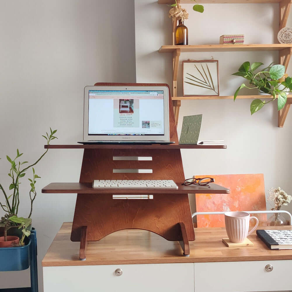 European Birch, 9-Height Levels Portable, Compact Adjustable Standing Desk STANDi Plus (Variations Available)