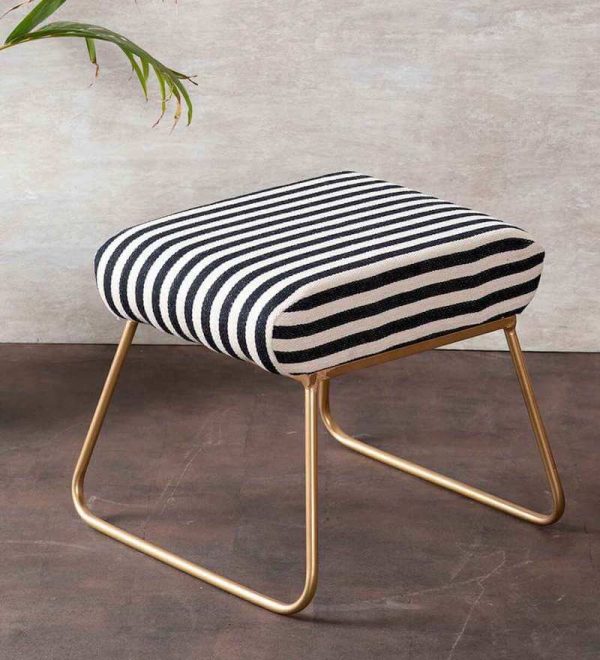 Fabric and Metal Seating Stool, Zebra