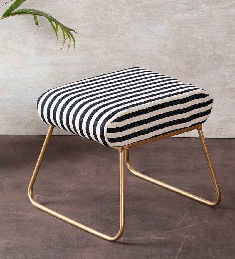 Fabric and Metal Seating Stool, Zebra