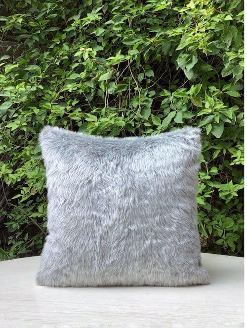 Faux Fur Cushion Cover in Silver Grey