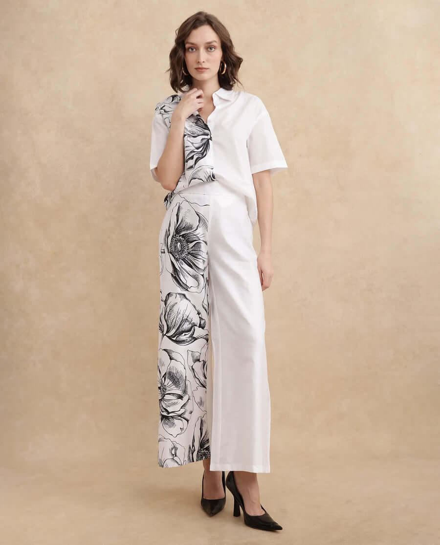 Floral Print Trouser Neilsono - White