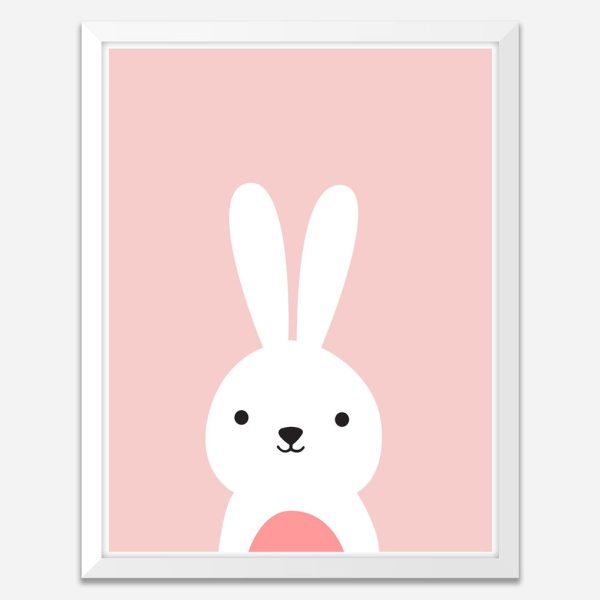Framed Bunny Wall Art with White Frame