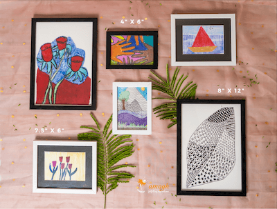 Framed, Hand-Illustrated Artwork by Differently-Abled Persons of Amogh Trust