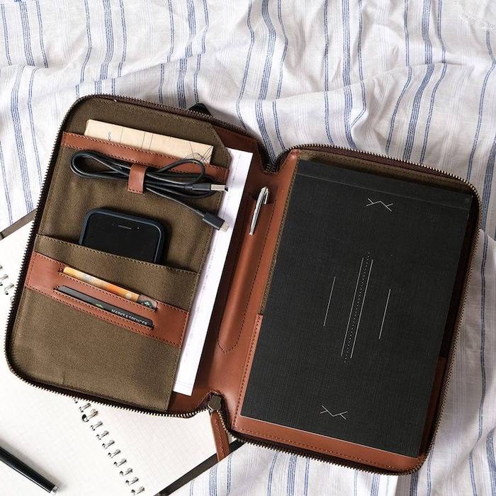 Genuine Nappa Leather Notepad Organiser in Classic Tan