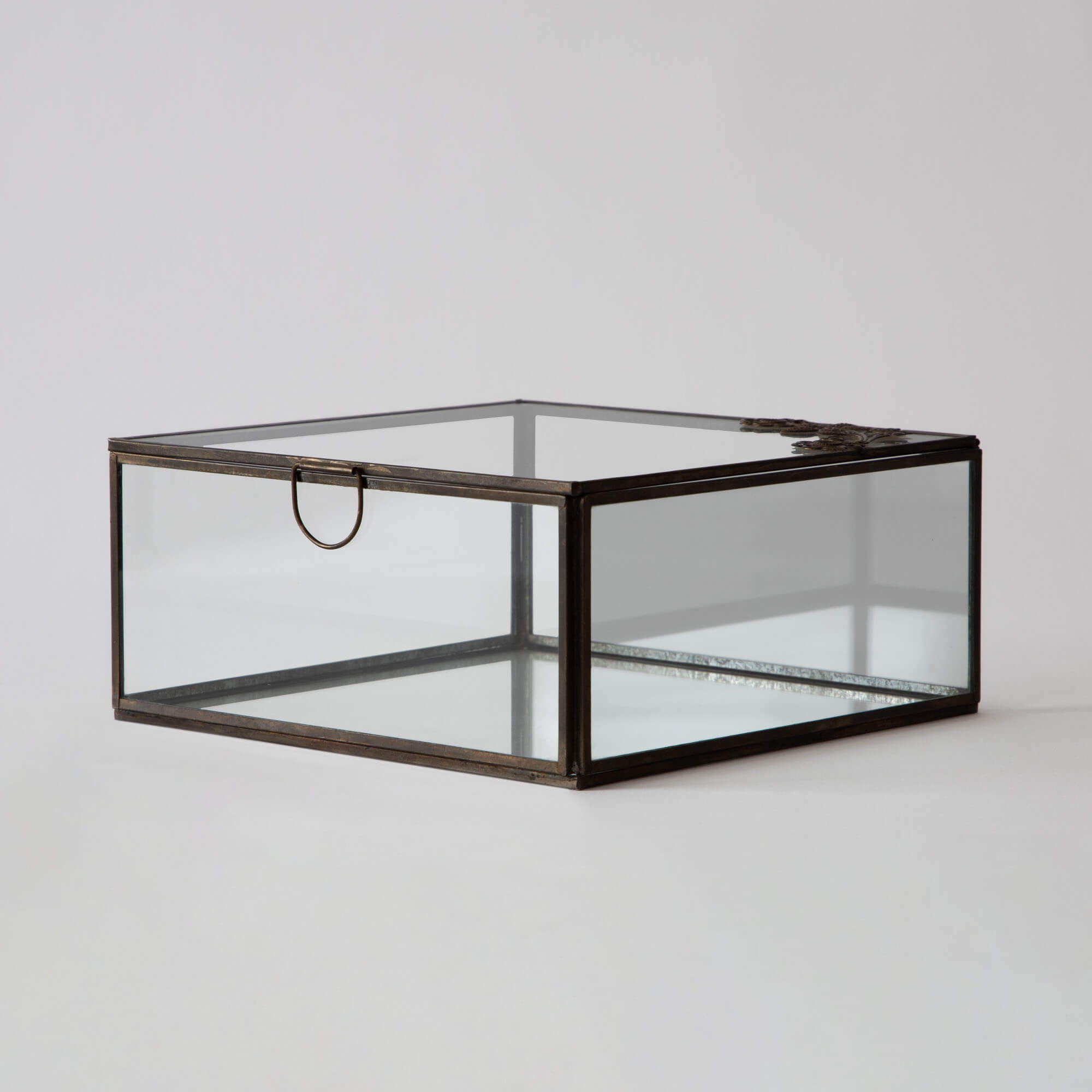 Glass Box in Aged Antique Finish, Amore Keepsakes