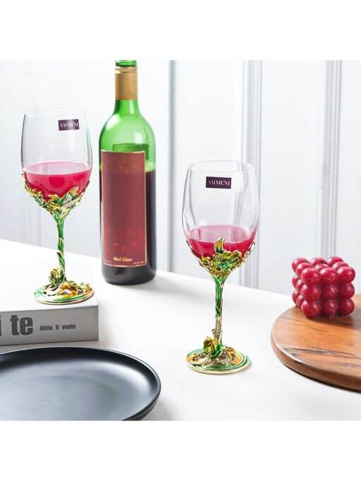 Glass & Metal Emeraldware Wine Glass Set of 6