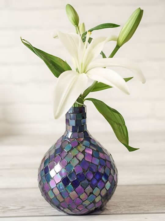 Glass Vase with Mosaic Detailing