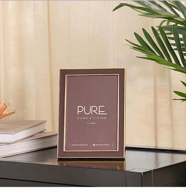 Gold Plated Photo Frame in Brown, Large