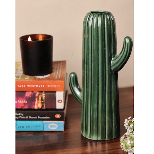 Green, Ceramic Cactus Vase