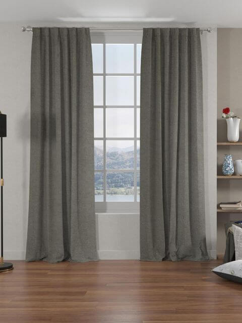 Grey Polyester Door Curtains Set of 2, Grace Solids Opus