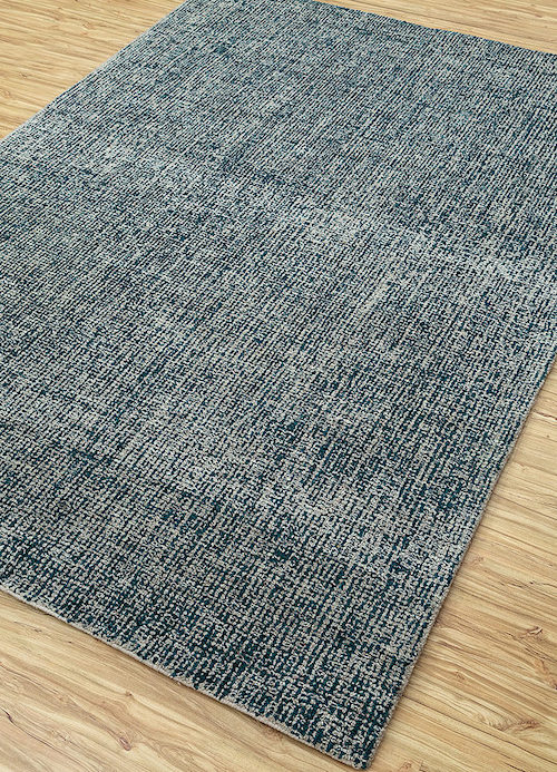 Hand Tufted Wool Carpet in White Ice/Deep Teal