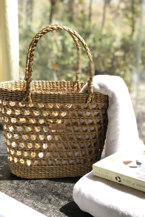 HandCrafted Kauna Grass Basket Tote, Reed