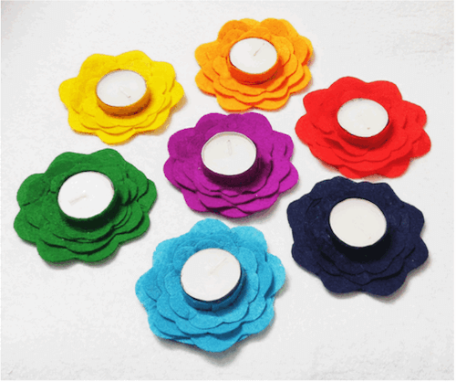 Handcrafted, Felt-made Eco-Friendly T-Light Set of 7, Svatanya