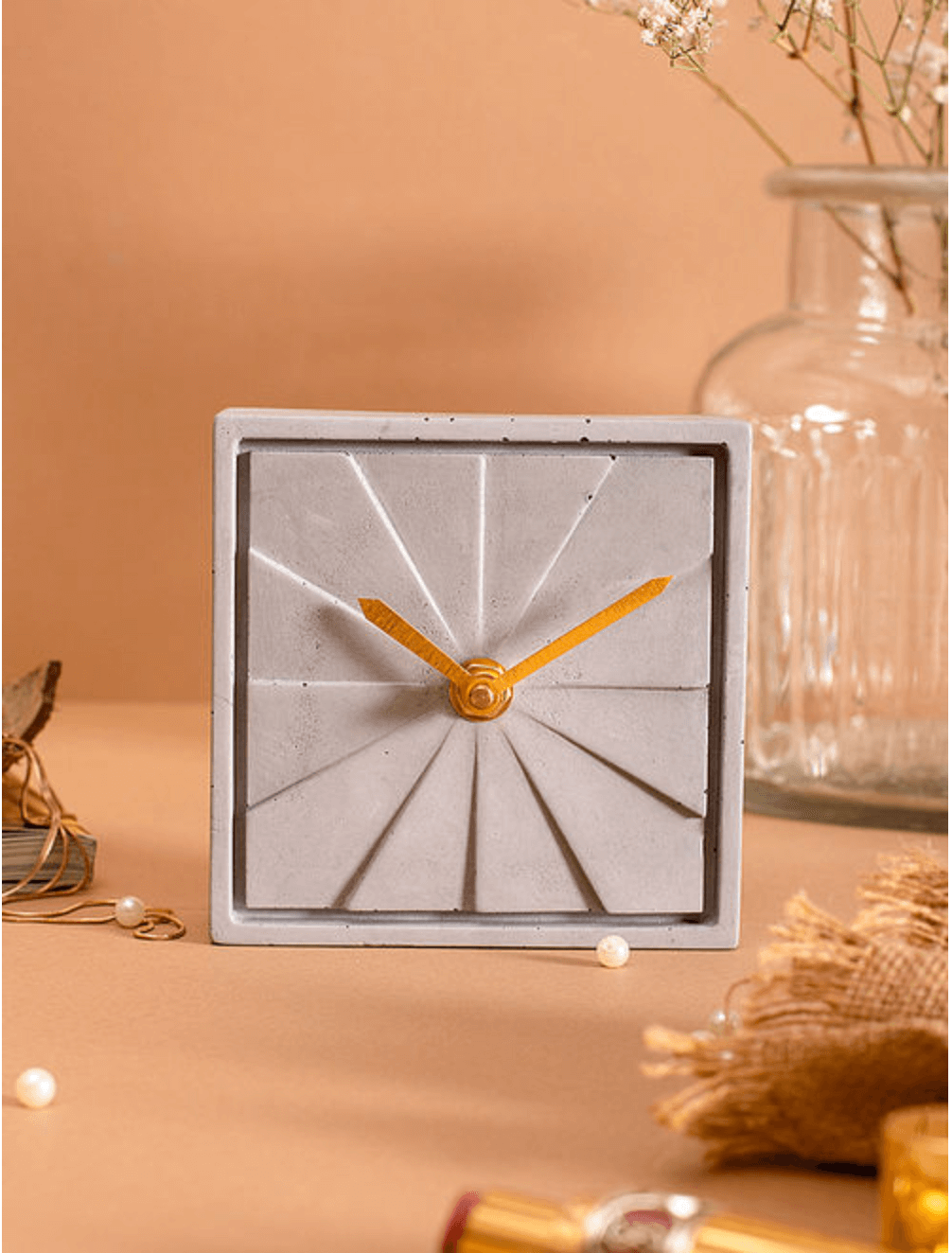 Handcrafted Table Clock, Grey