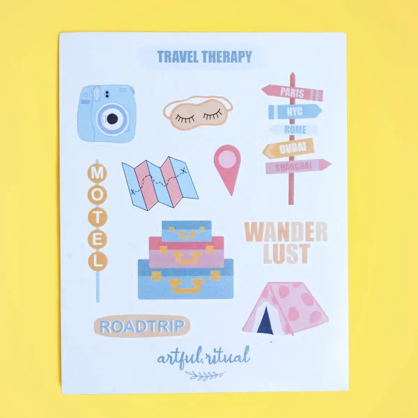 High-Quality Vinyl Sticker Sheet - Travel Therapy