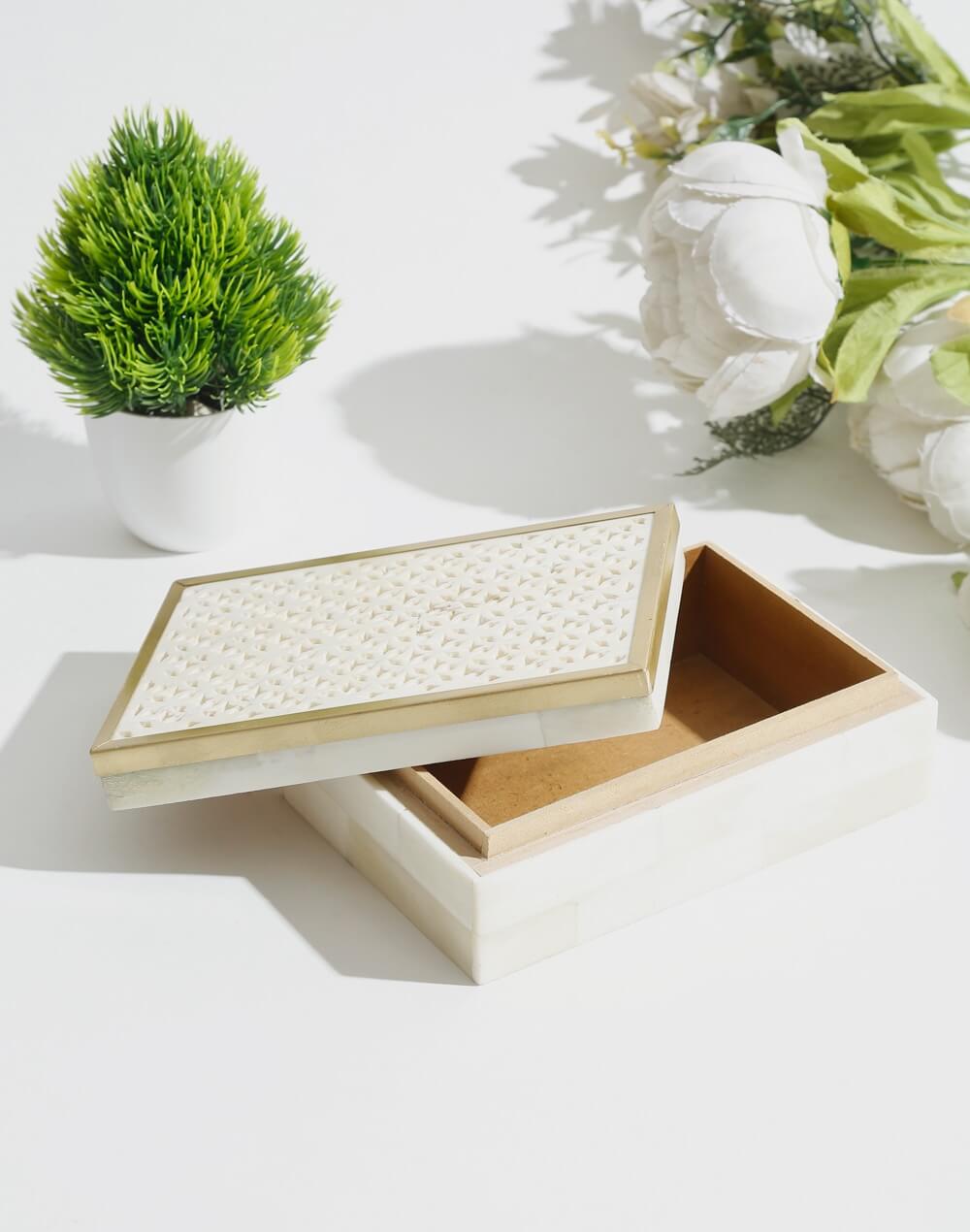 Horn Utility Box in White, Alba