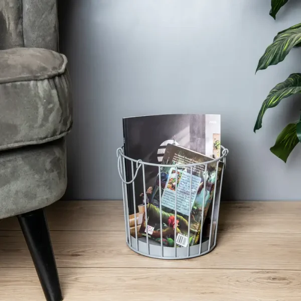 Iron Storage Basket in Cool Grey, Atrium