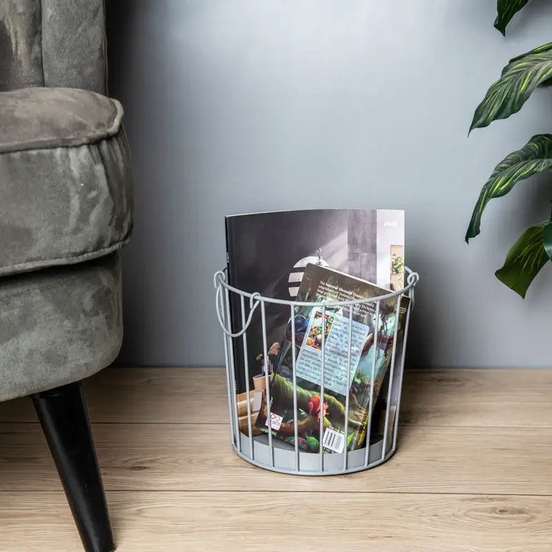 Iron Storage Basket in Cool Grey, Atrium