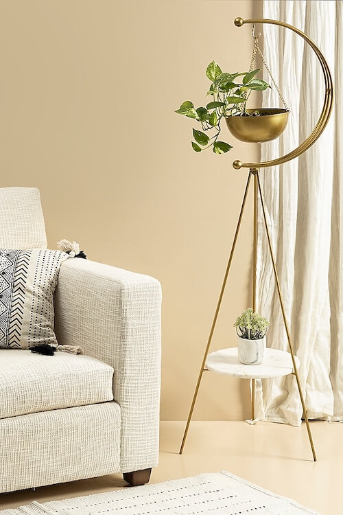 Iron Tripod Planter in Gold