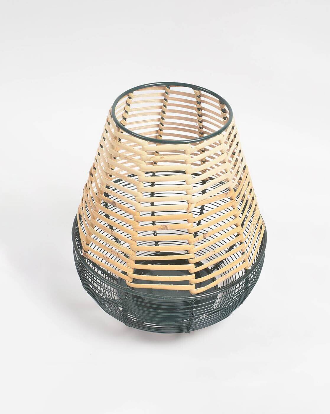 Iron and Cane Iron Conical Candle Holder