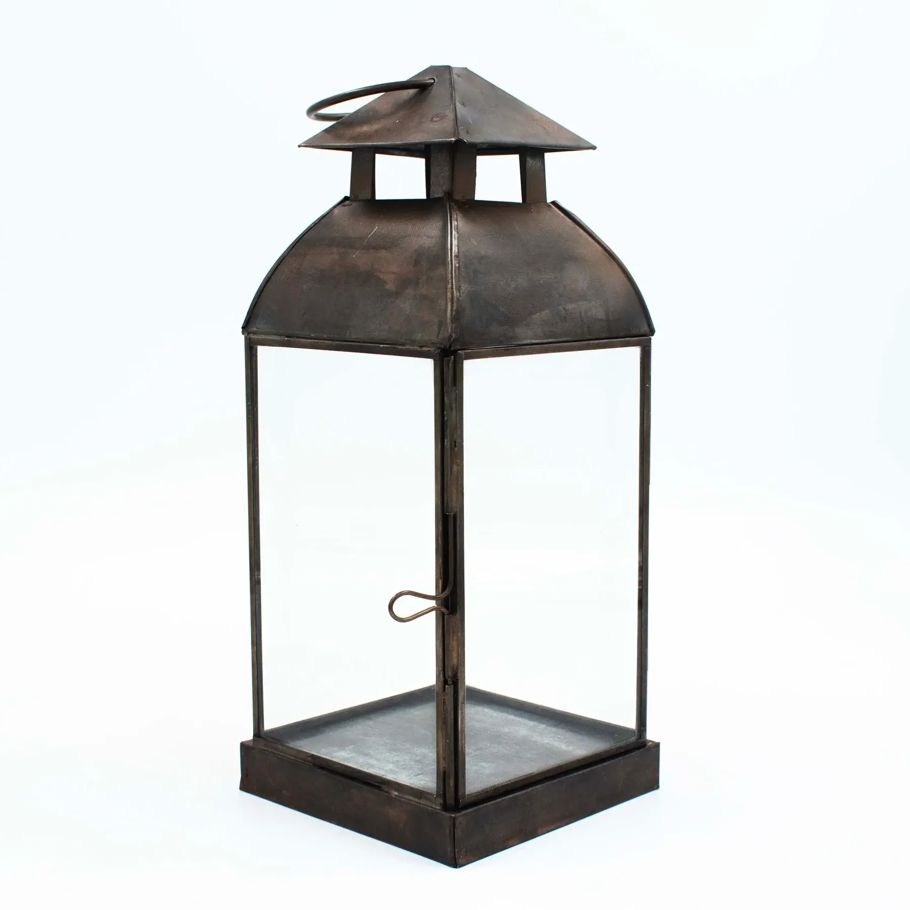 Iron and Glass Aged, Antique Style Temple Lantern (Sizes Available)