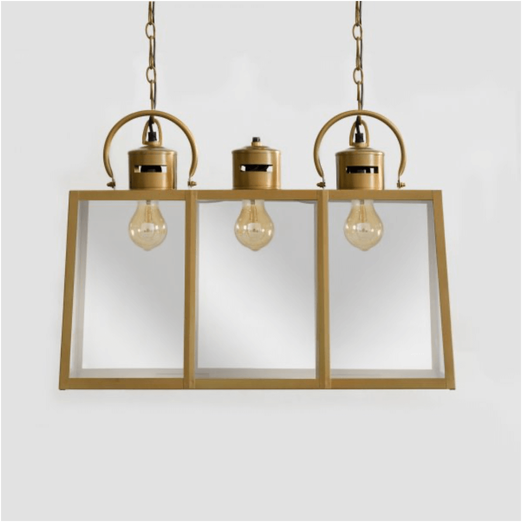 Lantern-style chandelier, Antique Brass Finish