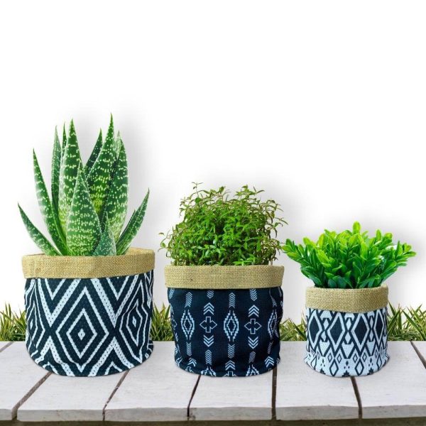 Jute Baskets in Aztec Print, Set of 3