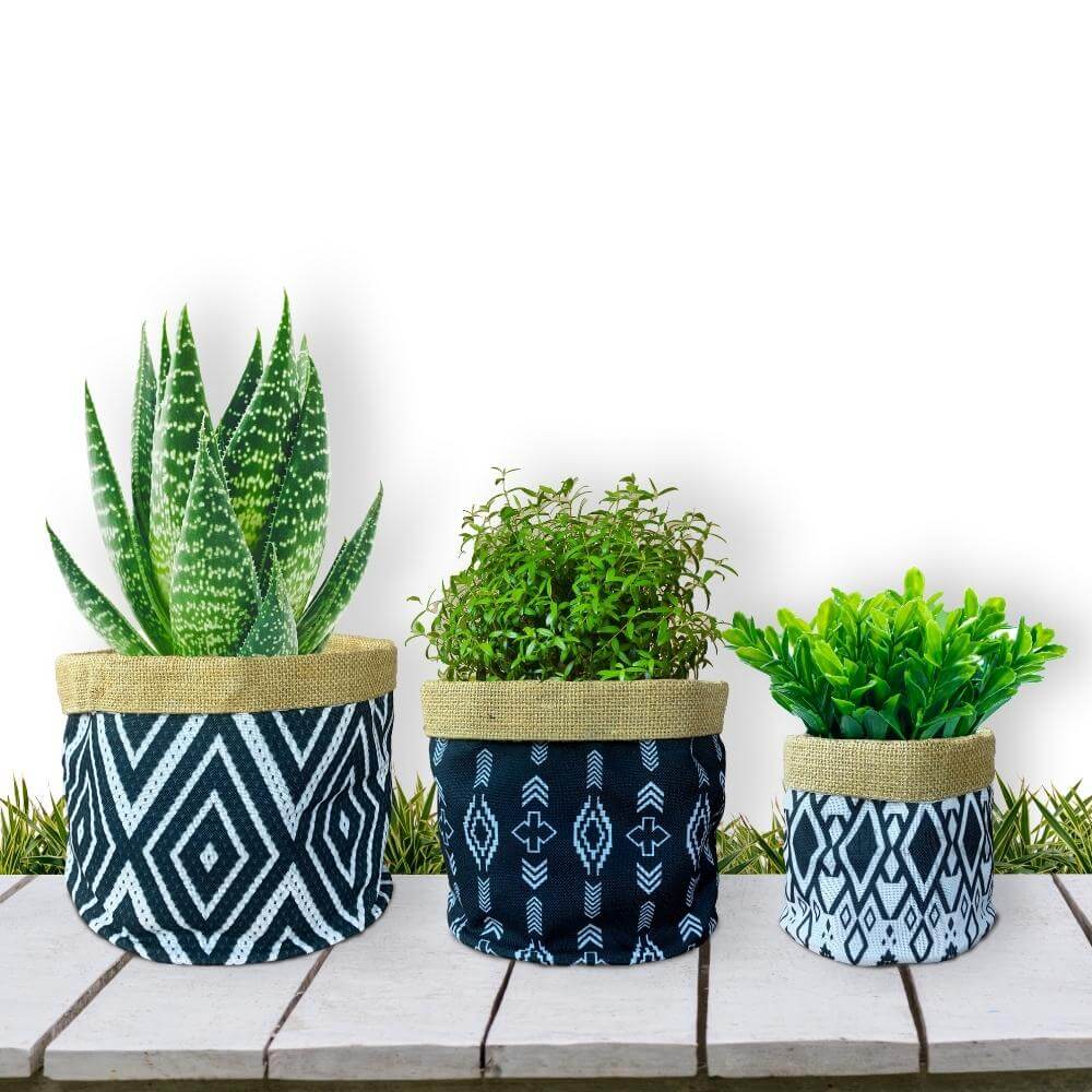 Jute Baskets in Aztec Print, Set of 3