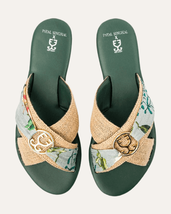 Jute Criss Cross Strap Slides