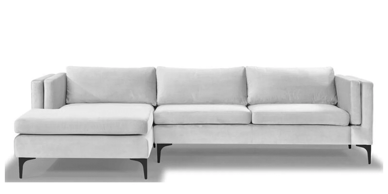 L-Shape Sectional Sofa in Light Grey, Lima