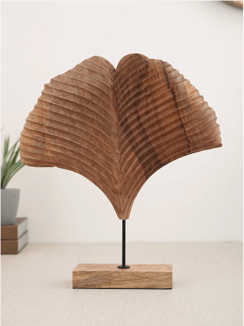Leaf-Shape Wood Table Decor Showpiece, Brown