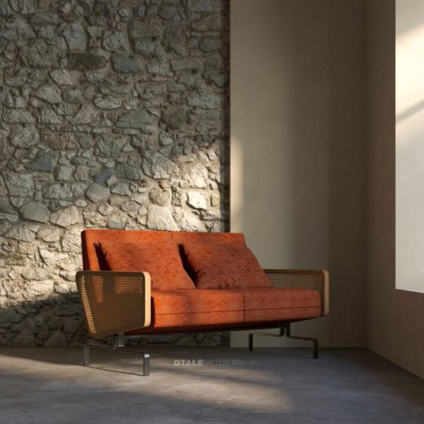 Loveseat in Wood and Metal, Bombay Club - Charlotte 300