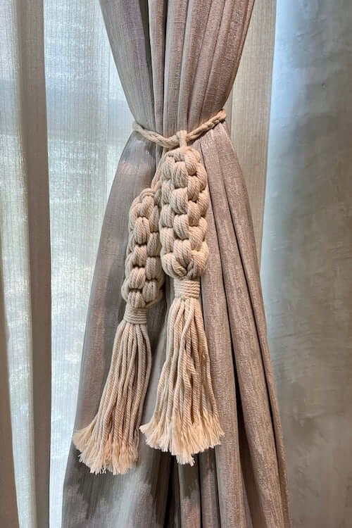 Macrame Curtain Ties Set of 2, Off-White, House of Macrame