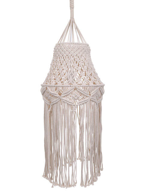 Macrame, Hanging Pendant Light with Inverted Weaving