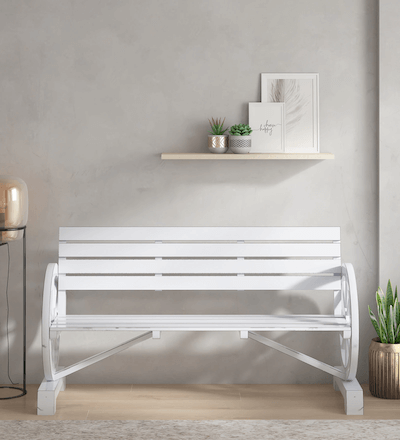 Mango Wood Settee in White, Spann
