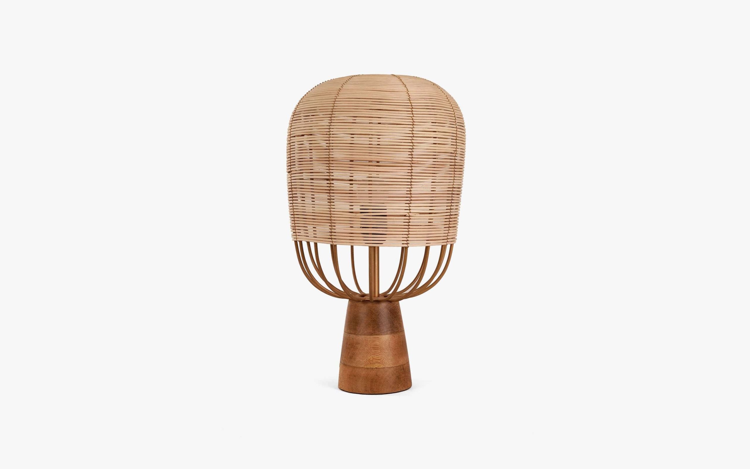Mango Wood and Cane Table Lamp, Henka