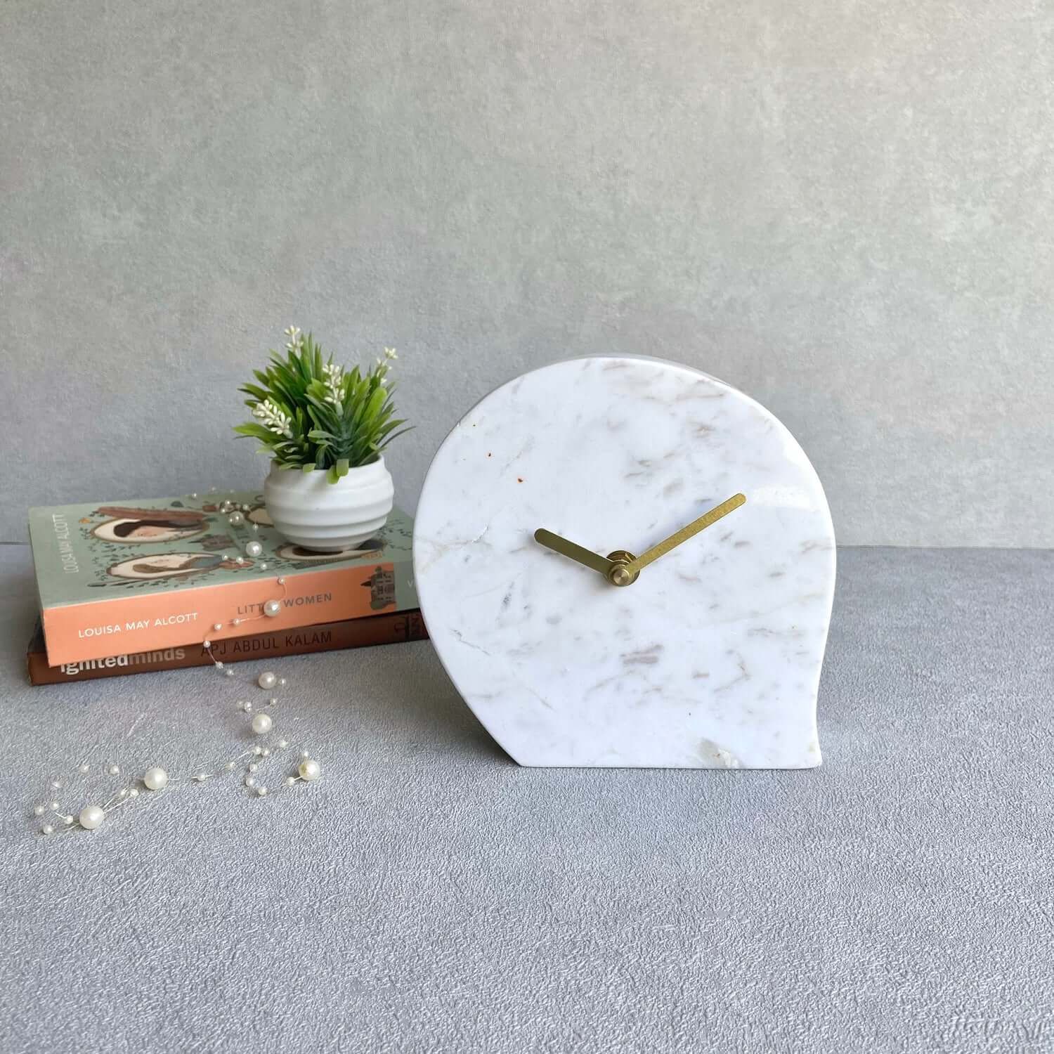 Marble Clock in White