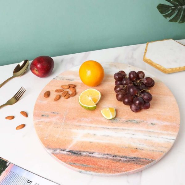 Marble Lazy Susan in Beige and White