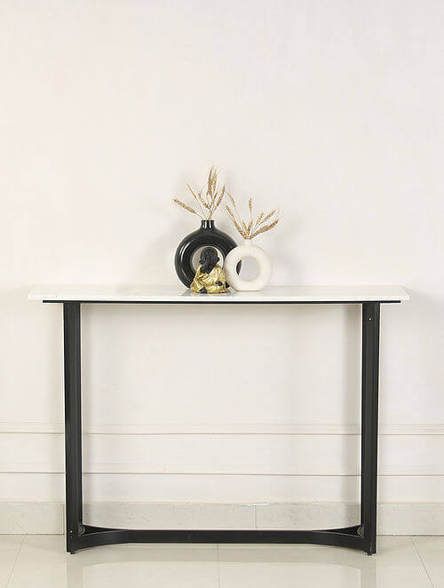 Marble to Console Table in Black Finish