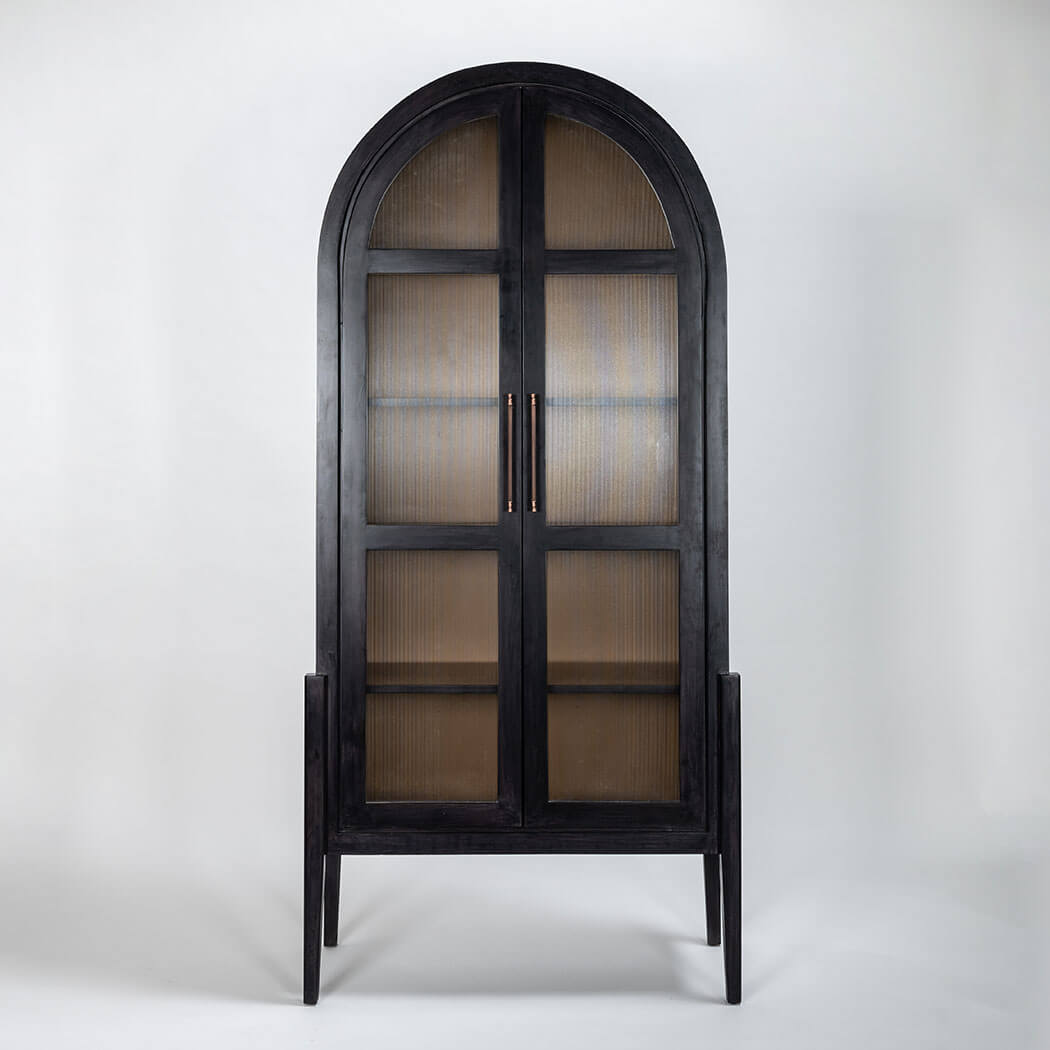 Marine Plywood and Veneer Cabinet with Fluted Glass, Hudson