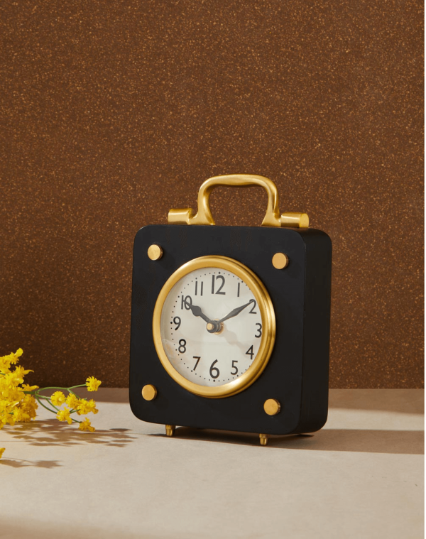 Inaaya Metal Table Clock in Black