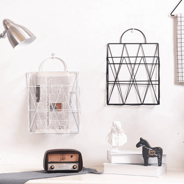 Metal, Wall-Mount or Table Magazine Holder, White