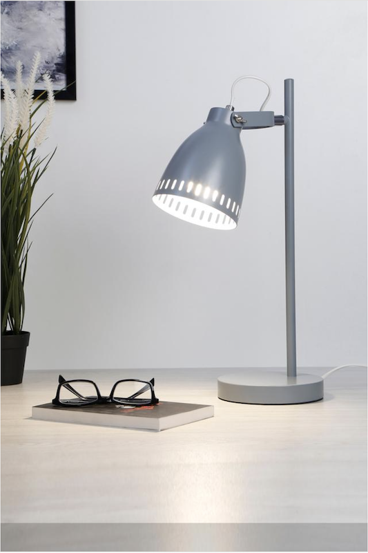 Textured Metal Table Lamp, Grey