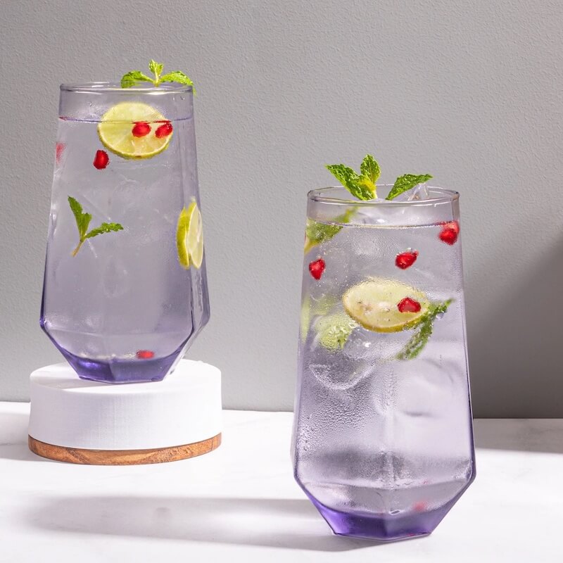 Mojito Glasses with Purple Tint, Set of 6