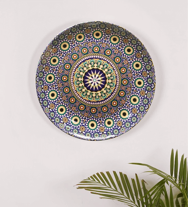 Moroccan Inspired Wall Plate, Green Bone China