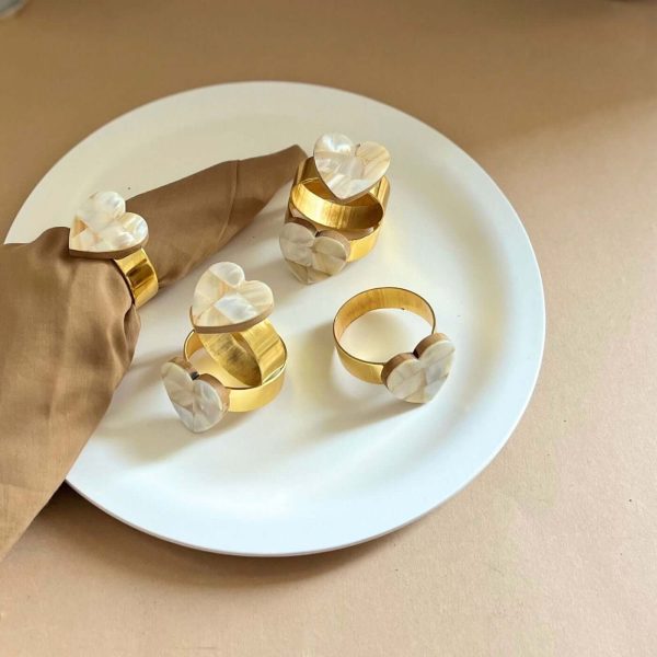 Mother of Pearl, Heart-Shaped Napkin Rings, Set of 6 (Shapes and Sizes Available)