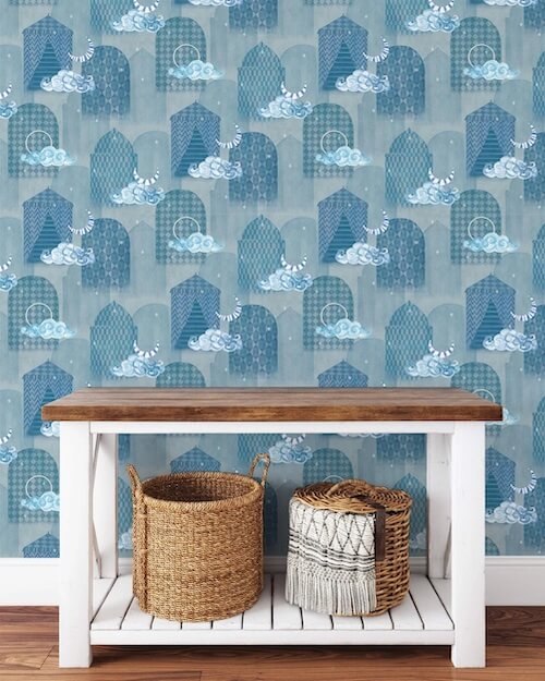 Non-Woven Paper Wallpaper, Silver Night